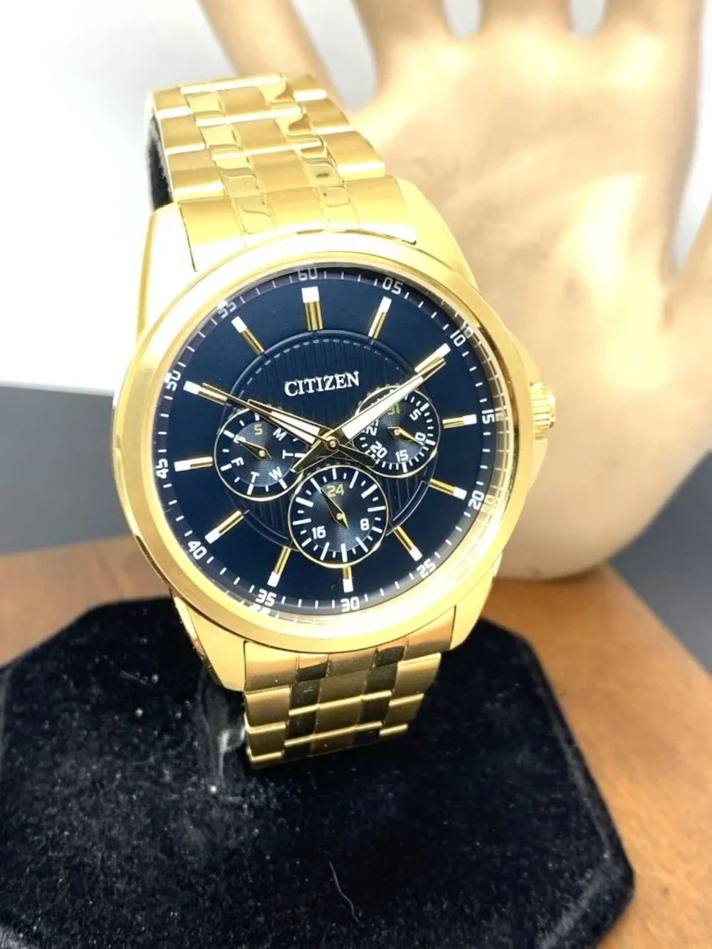 Citizen Men's Watch AG8342-52L Quartz Black Dial Gold Stainless Steel 42mm